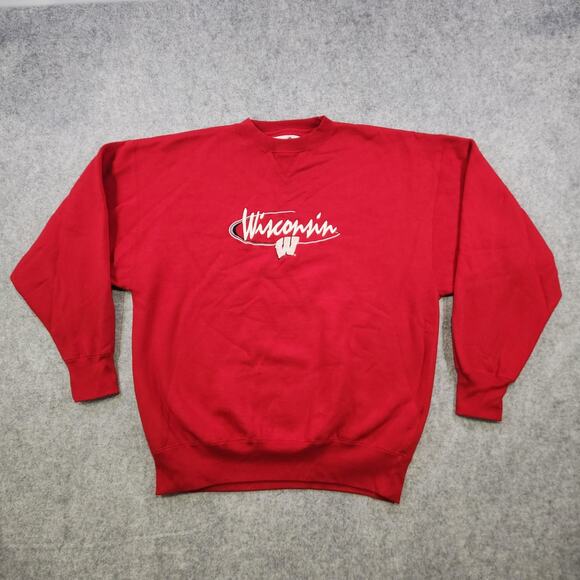 Vintage Wisconsin Badgers Sweatshirt Mens XL Red NCAA College Crewneck 90s - Picture 3 of 13